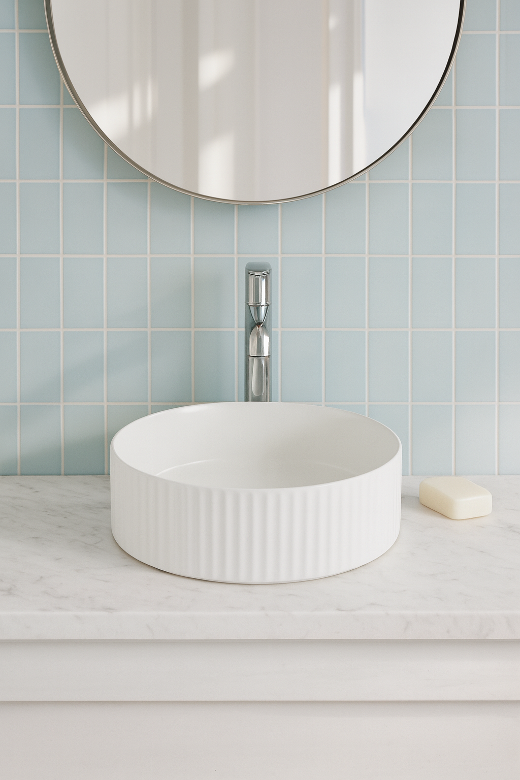 VITO Geneva Fluted Round Premium Ceramic Above-Counter Basin 360*360*120mm