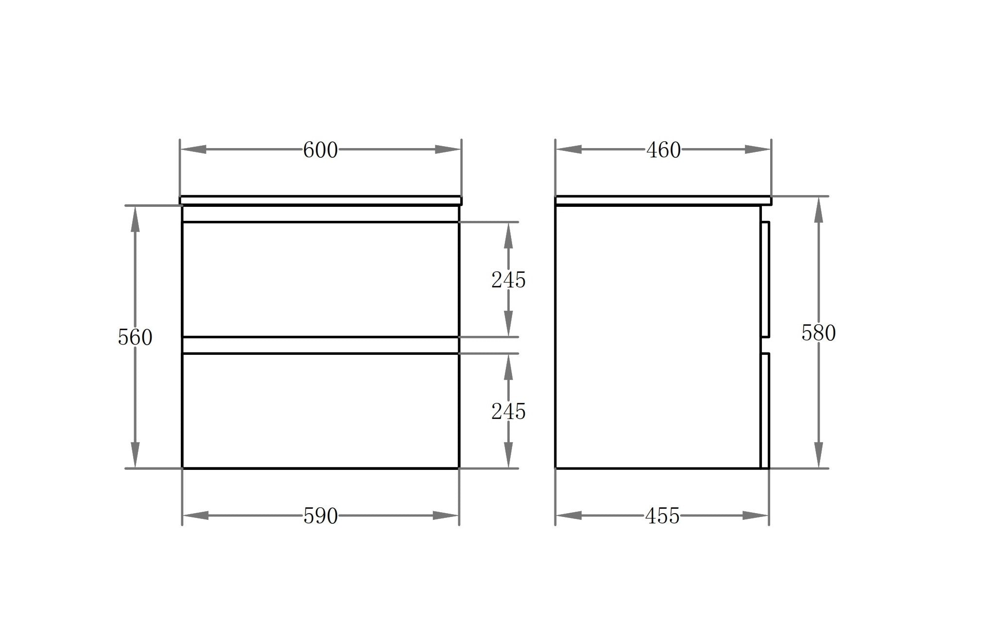 590x455x560mm Single Vanity Set RIVA 600-WH