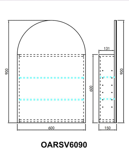 LED Shaving Cabinet 600x900x155mm LH-MR07LED-6090MW/MB