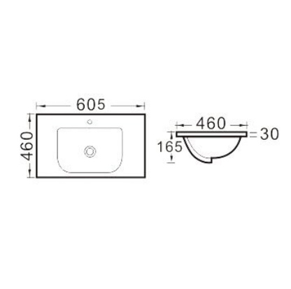 Vanity Top with Undermount Basin 605-1205mm