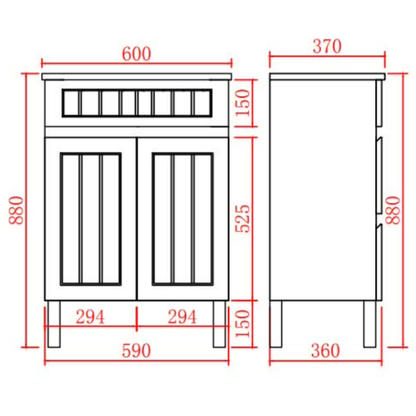 Haven Wood Vanity SLIM Cabinet With Leg 590/730/890mm