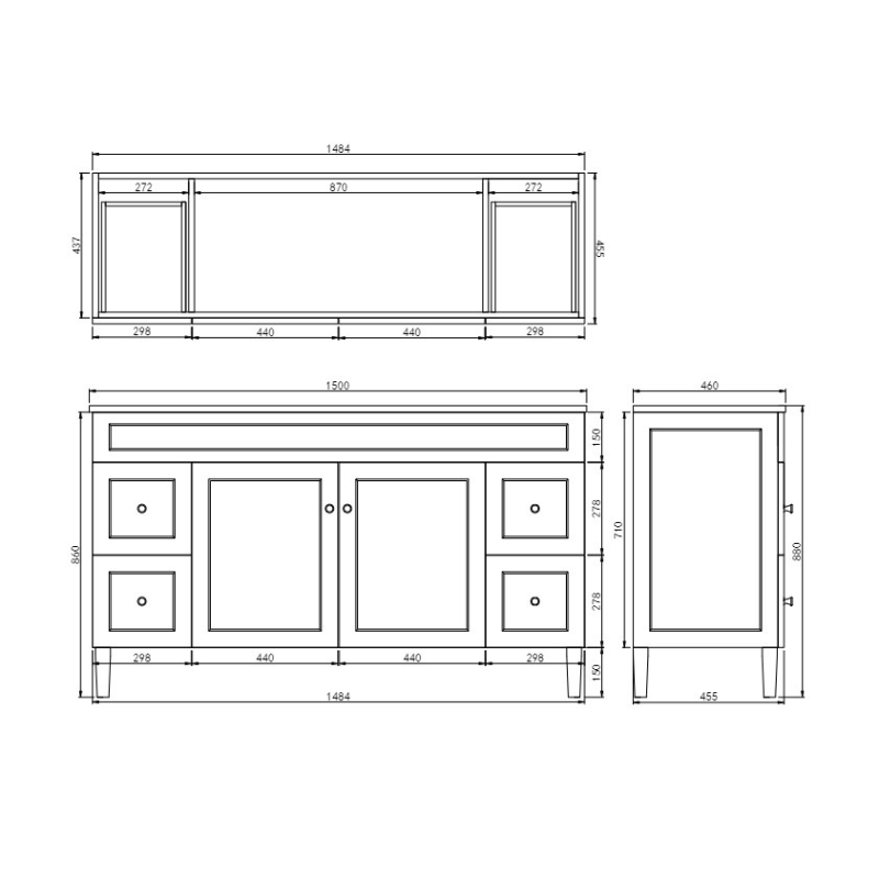 Ashford Floor PVC Cabinet Soft Closing Doors 1190/1500mm