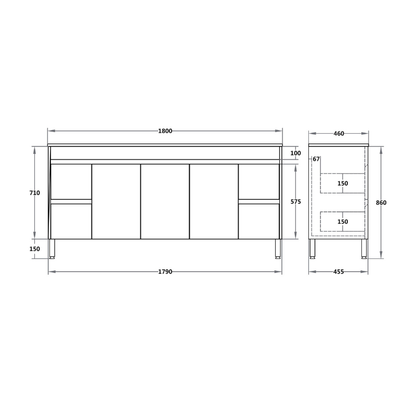 PVC Leg Vanity  590/740/890/1200/1500/1800mm
