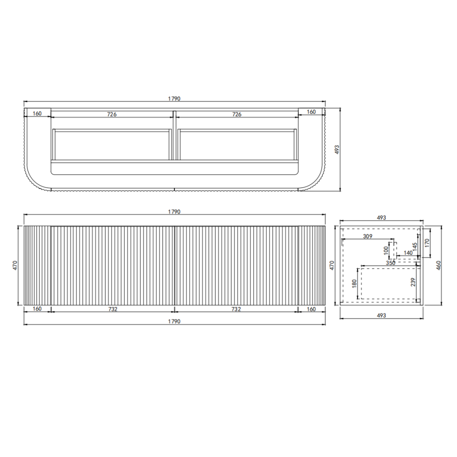Siora Wall-Mounted  PVC Cabinet 1790*493*470mm Matte White