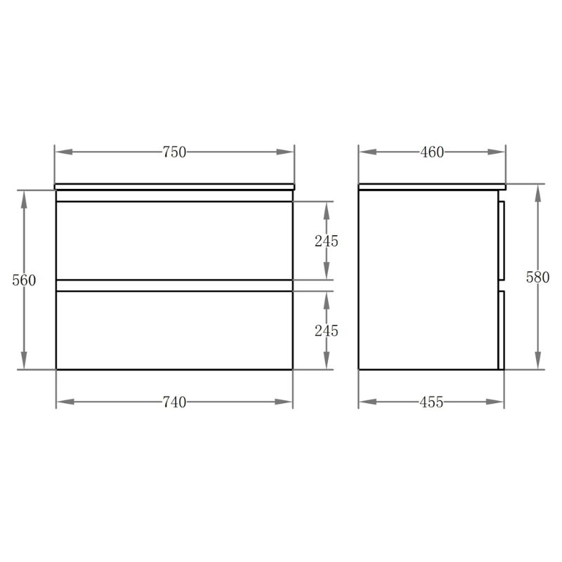 PVC Wall-Mounted Vanity Cabinet 600/750/900mm