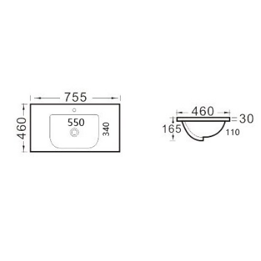 Vanity Top with Undermount Basin 605-1205mm
