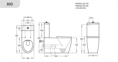 Calia Disable Rimless Toilet Suite 805*375*890mm