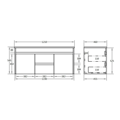 Polar PVC Wall-Mounted  Vanity 1200*460*545mm