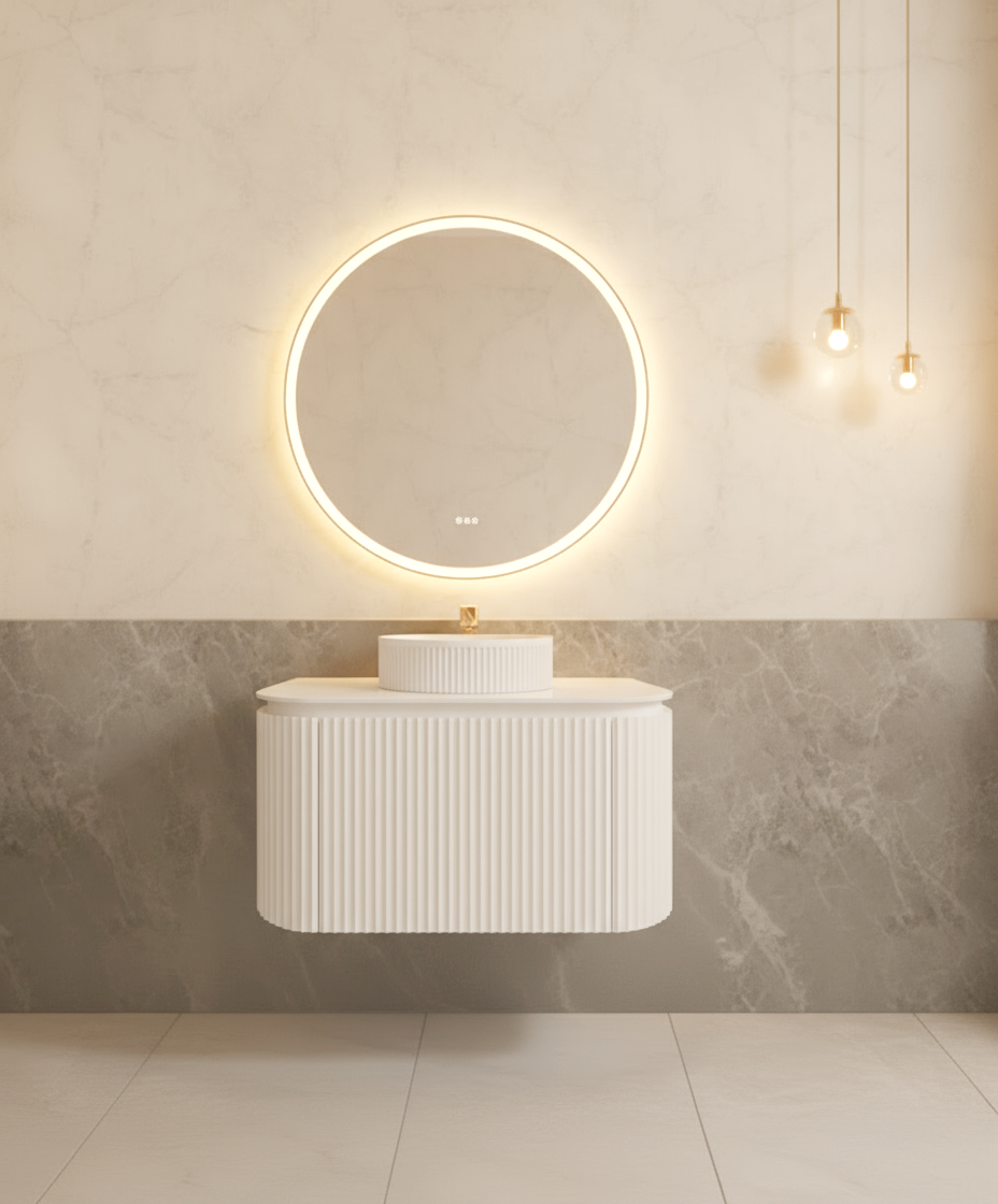 VITO NOOSA Fluted Curved Vanity with Side Drawers 600/750/900mm