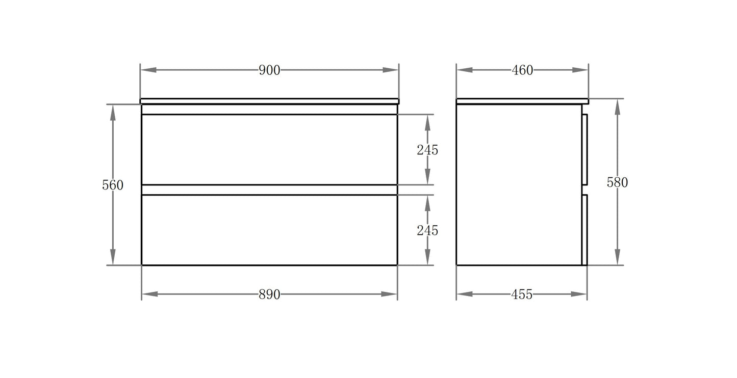 900x460x560mm Single Vanity Set RIVA 900-WH