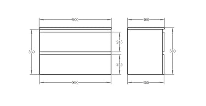 900x460x560mm Single Vanity Set RIVA 900-WH