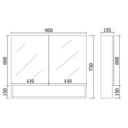 PVC Shaving Cabinet – Moisture-Resistant Bathroom Storage 600–1480mm