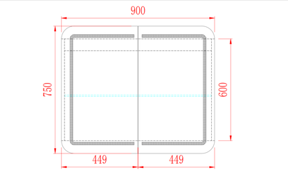 VITO LED PVC Mirror Shaving Cabinet LSSV6075MW-LED 600-1500mm