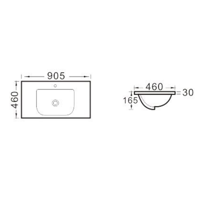 Vanity Top with Undermount Basin 605-1205mm