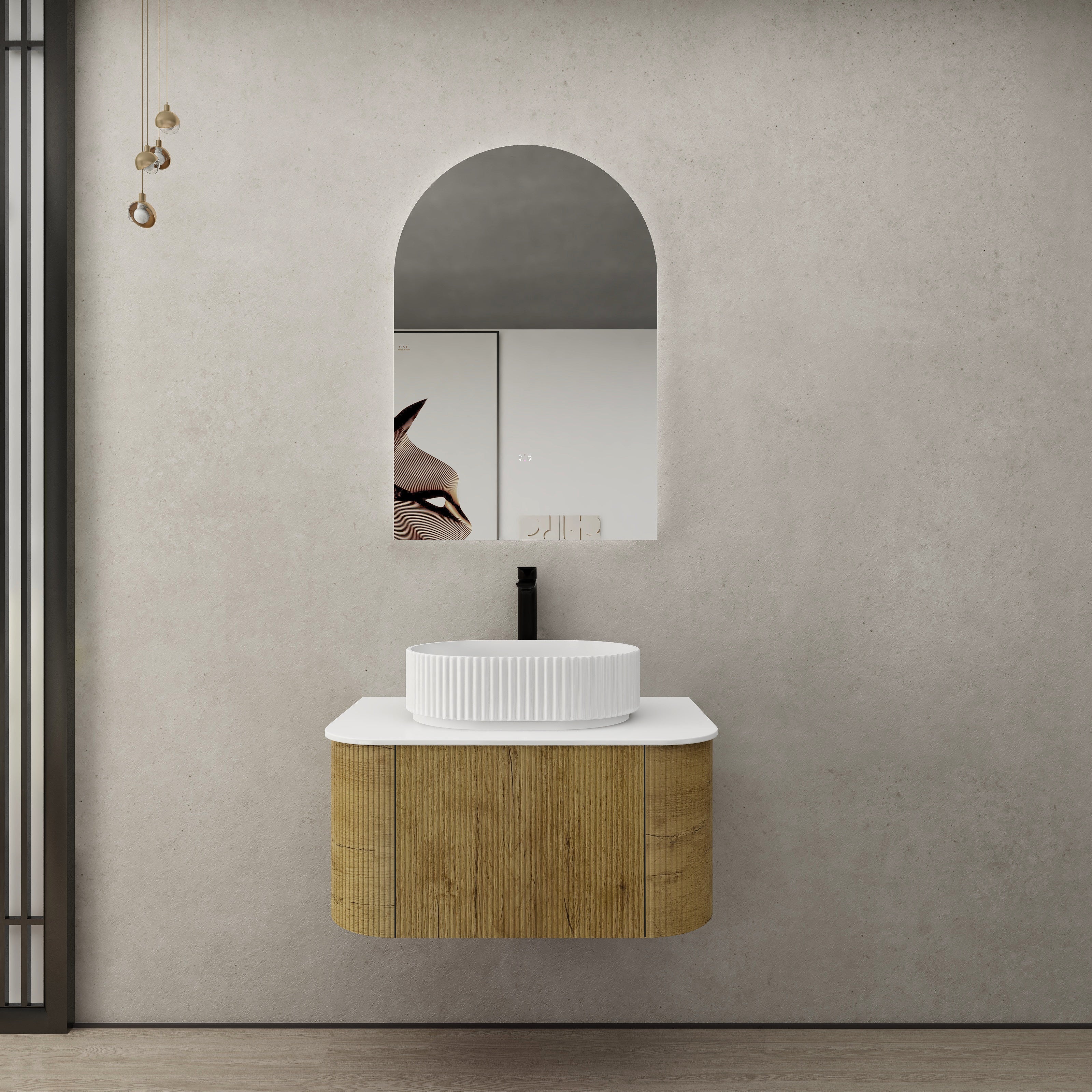 Bronte Standard Wall Hung Vanity 738*493*347mm Prime Oak Cabinet Only