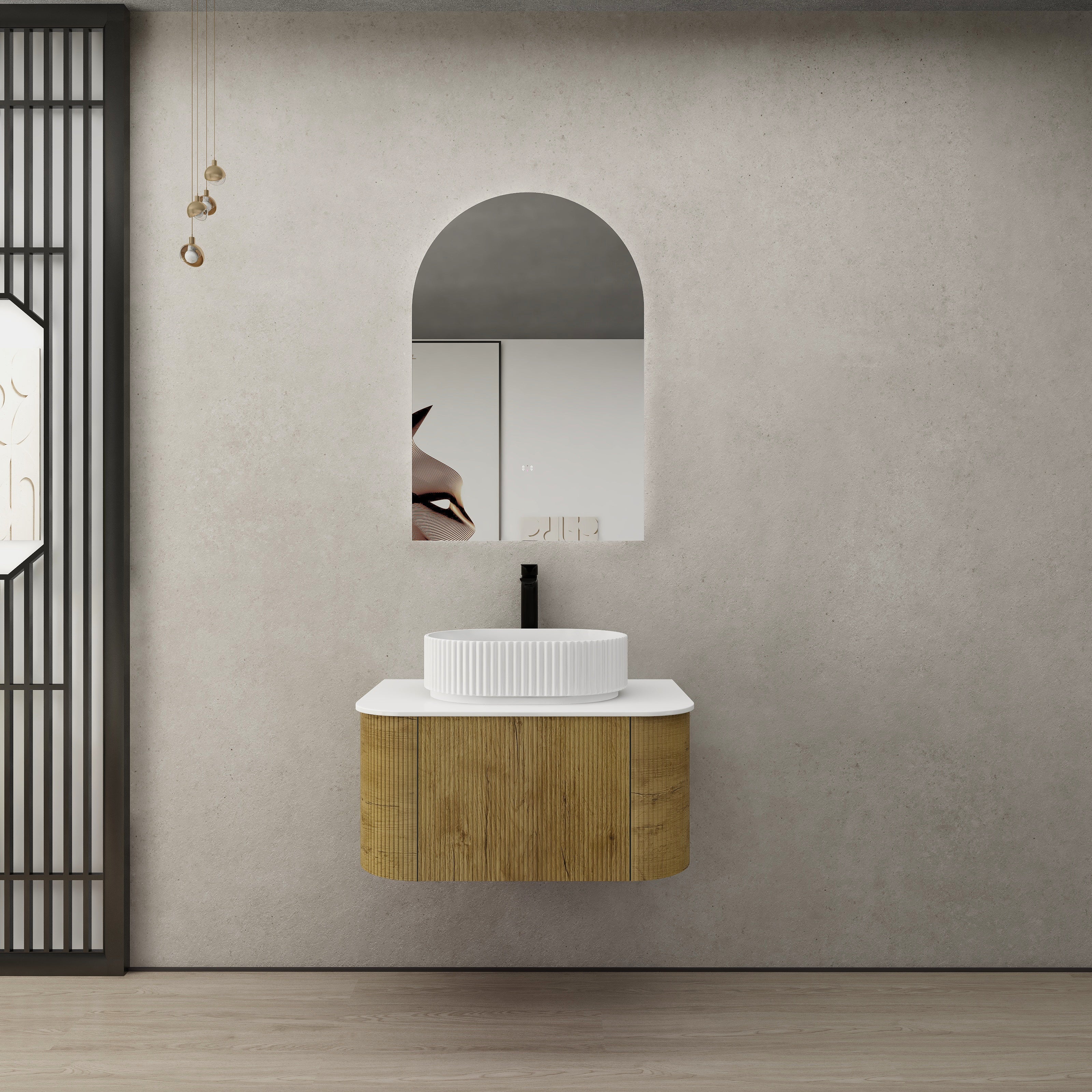 Bronte Standard Wall Hung Vanity 738*493*347mm Prime Oak Cabinet Only