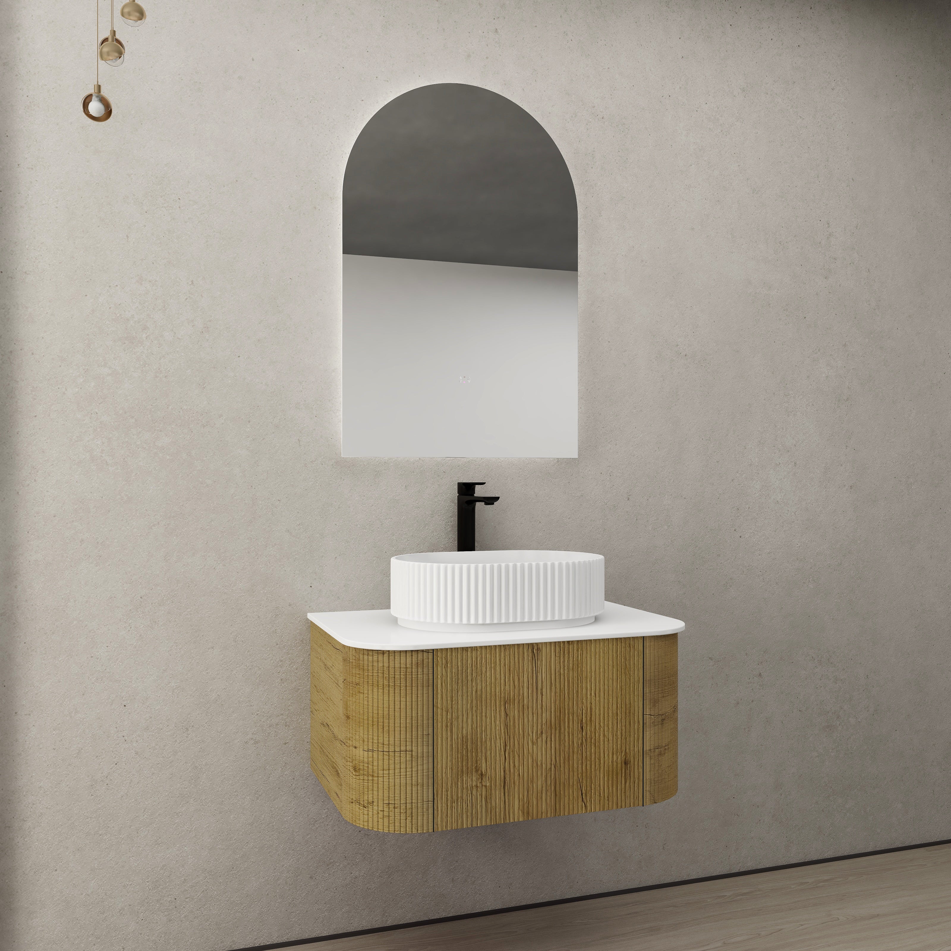 Bronte Standard Wall Hung Vanity 738*493*347mm Prime Oak Cabinet Only