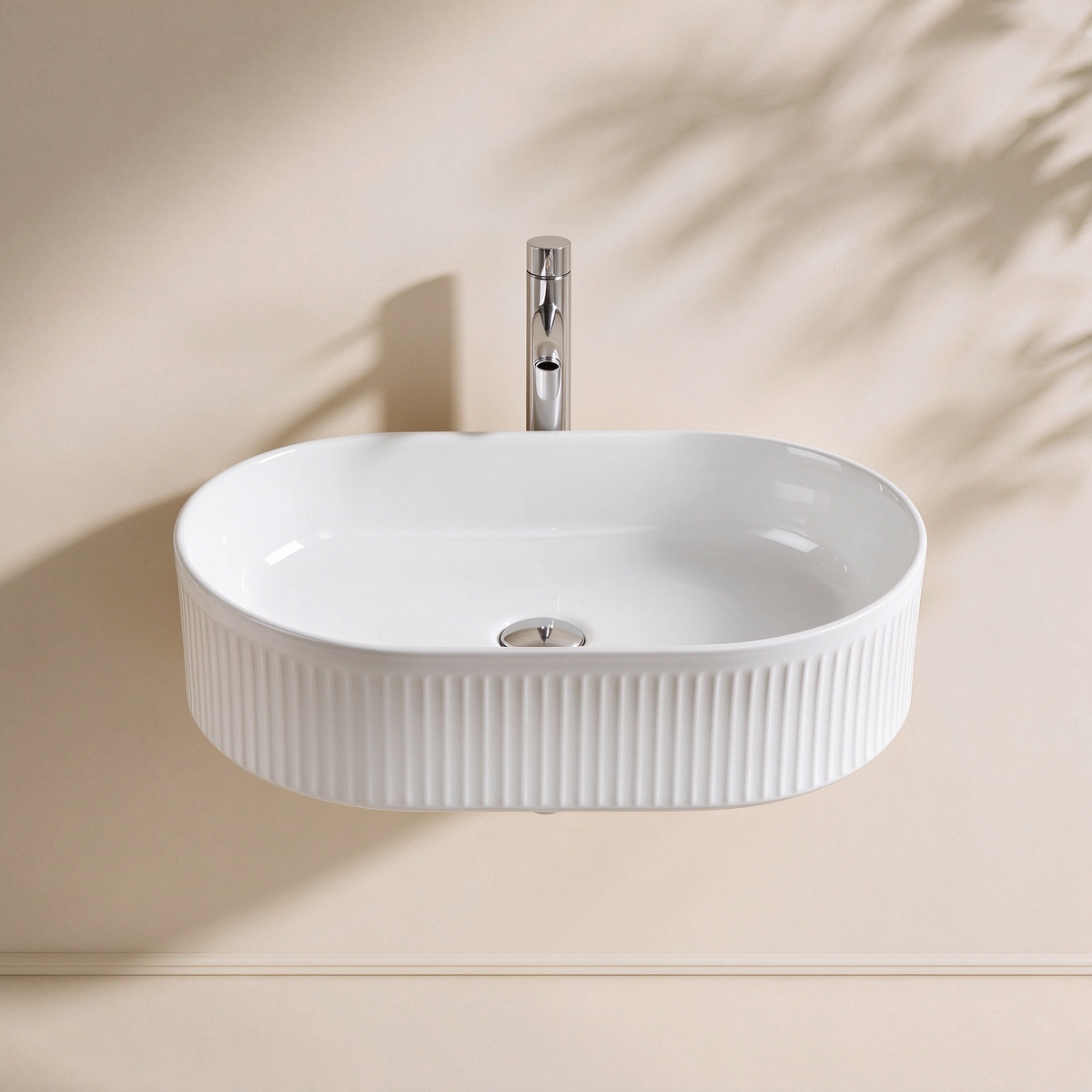 Cascade Flute Oval Art Basin 590*370*100mm LH-BS12-590GWMW/MB