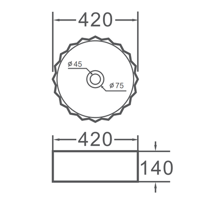 VITO Oslo Fluted Round Ceramic Above-Counter Basin 420*420*140mm
