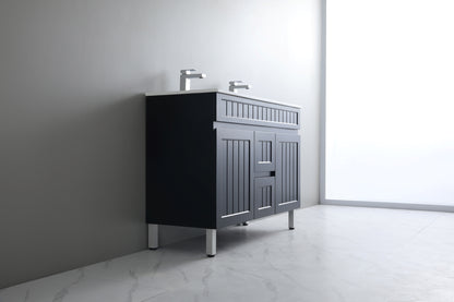 Ceto ACACIA 1200mm*460mm*860mm double bowl free standing Matte black big size vanity
