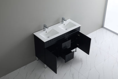 Ceto ACACIA 1200mm*460mm*860mm double bowl free standing Matte black big size vanity