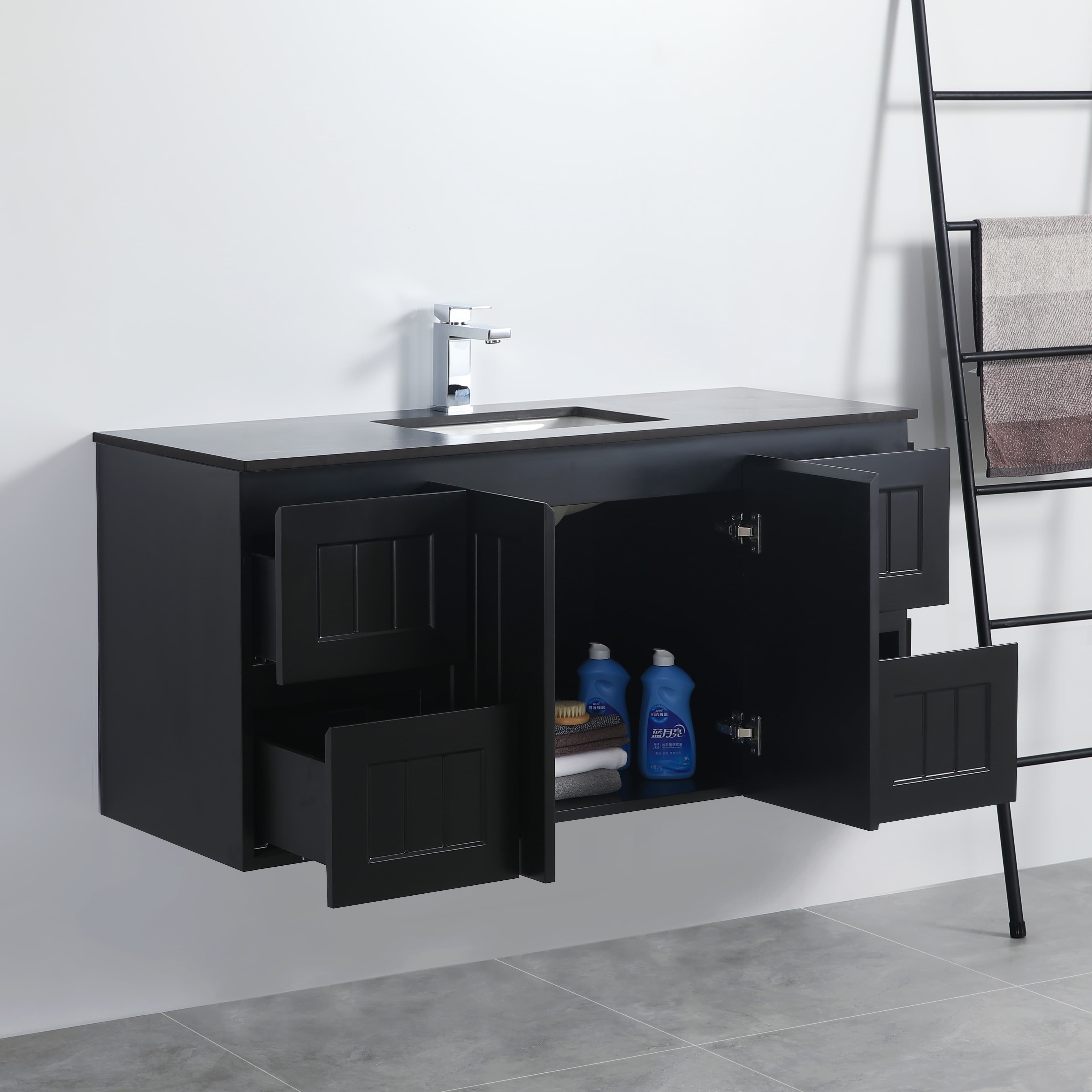 Acacia Wall-Mounted Vanity 1200*450*560mm Matte Black