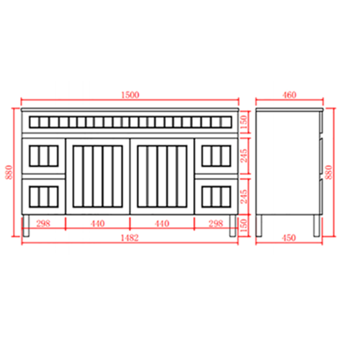 Haven Wood Floor Vanity PVC Cabinet With Leg 600/750/900mm