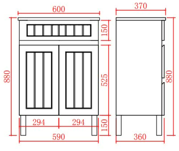CETO Acacia Vanity SLIM Cabinet With Leg 590/730/890 AC63L/AC73RL/AC73LL/AC93RL/AC93LL-MW/-MB