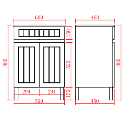 Ceto ACACIA 600mm*465mm*860mm free standing  Matte White vanity