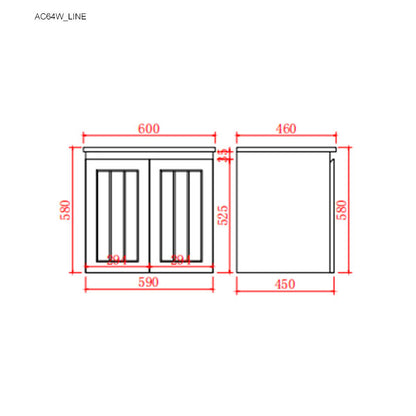 CETO Acacia Wall Hung PVC Cabinet With Soft closing doors 600/750/900 AC64W/AC74LW/AC74RW/AC94LW/AC94RW-MW/-MB