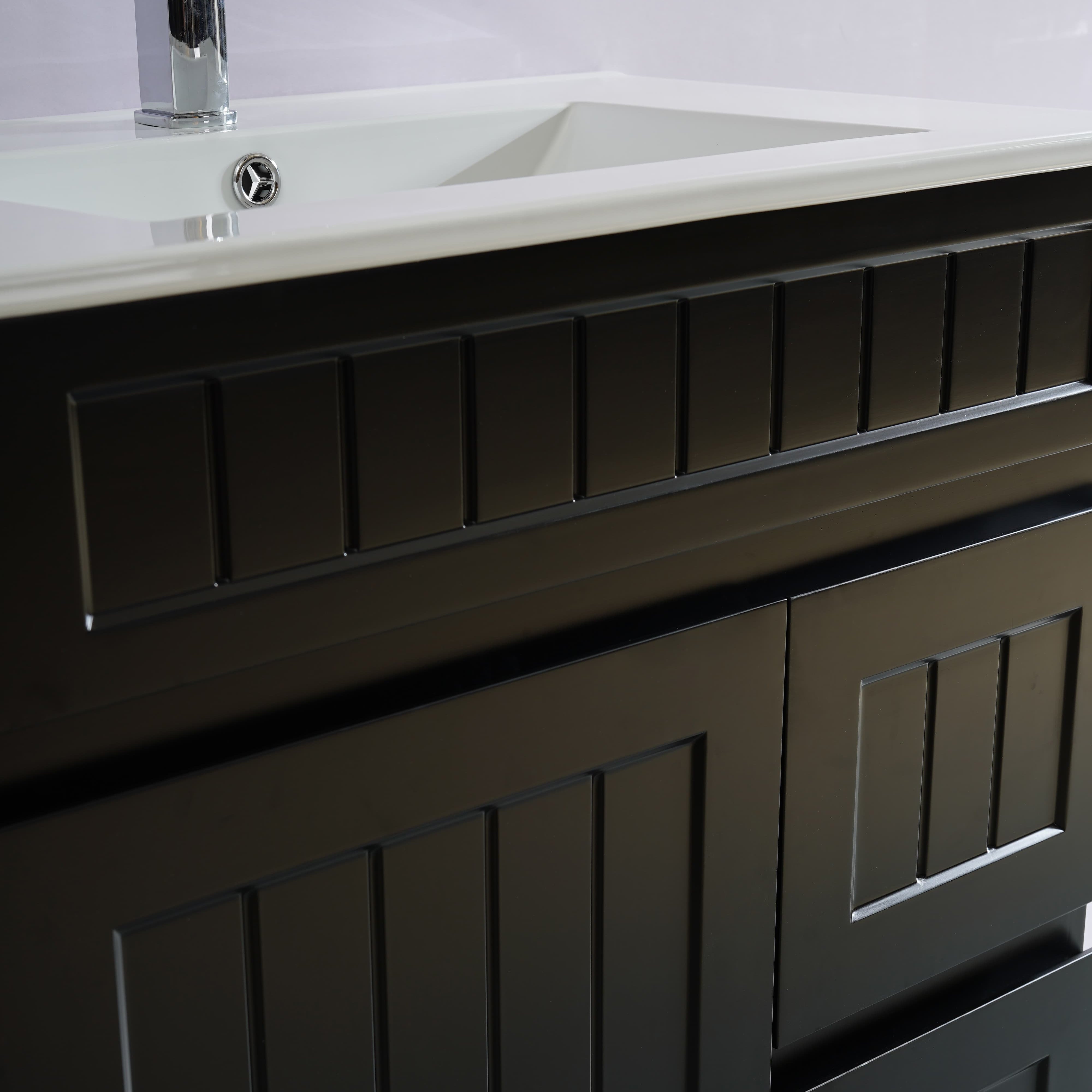 Haven Wood 750*460*860mm Free standing Vanity Matte Black Right Drawers