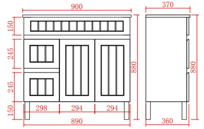 CETO Acacia Vanity SLIM Wall Hung Cabinet 590/730/890 AC63W/AC73RW/AC93LW/AC93RW- MB/-MW