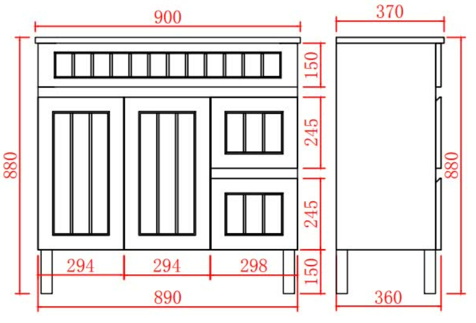 CETO Acacia Vanity SLIM Wall Hung Cabinet 590/730/890 AC63W/AC73RW/AC93LW/AC93RW- MB/-MW