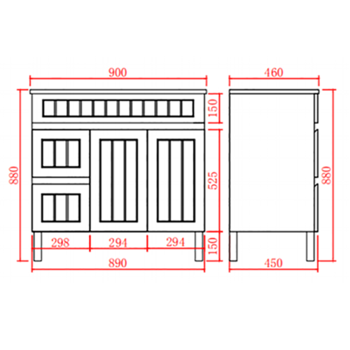 Ceto ACACIA 900*460*880mm floor standing vanity Matte white