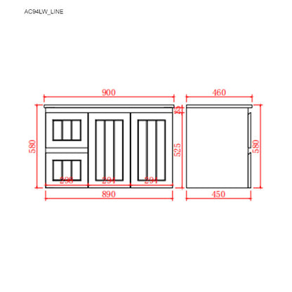 CETO Acacia Wall Hung PVC Cabinet With Soft closing doors 600/750/900 AC64W/AC74LW/AC74RW/AC94LW/AC94RW-MW/-MB