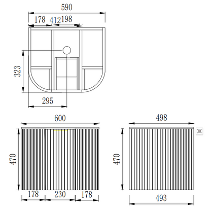CETO Artis Wall-Hung PVC Fluted Curved Cabinet with Inner Drawers 600-900mm ART600W/ ART750W/ ART900W-S-CO/PO