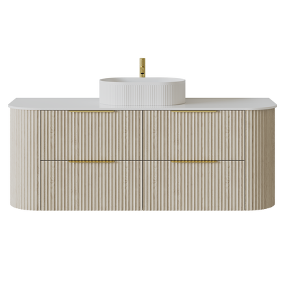 Artis Wall-Mounted PVC fluted Curved Cabinet with Soft-Close Drawers 1200-1500mm
