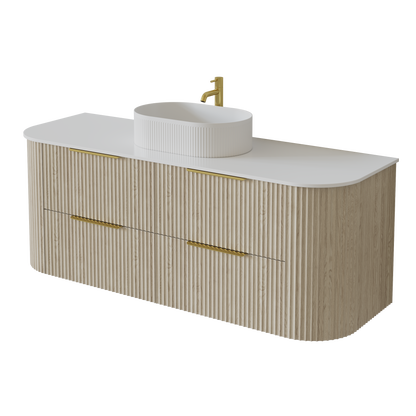 Artis Wall-Mounted PVC fluted Curved Cabinet with Soft-Close Drawers 1200-1500mm
