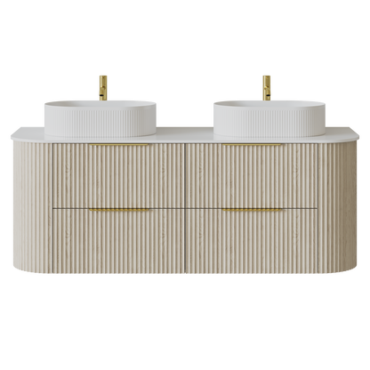Artis Wall-Mounted PVC fluted Curved Cabinet with Soft-Close Drawers 1200-1500mm