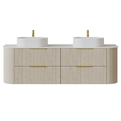 Artis Wall-Mounted PVC fluted Curved Cabinet with Soft-Close Drawers 1200-1500mm