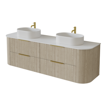 Artis Wall-Mounted PVC fluted Curved Cabinet with Soft-Close Drawers 1200-1500mm