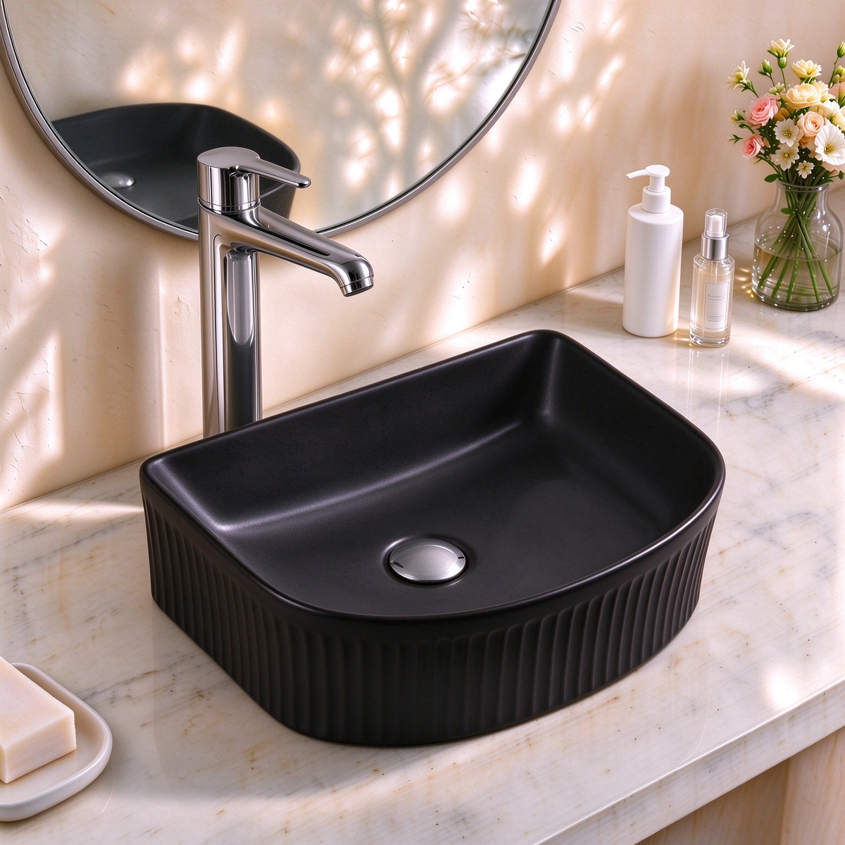 VITO Athena Fluted Arch Premium Ceramic Above-Counter Basin 400*360*130mm