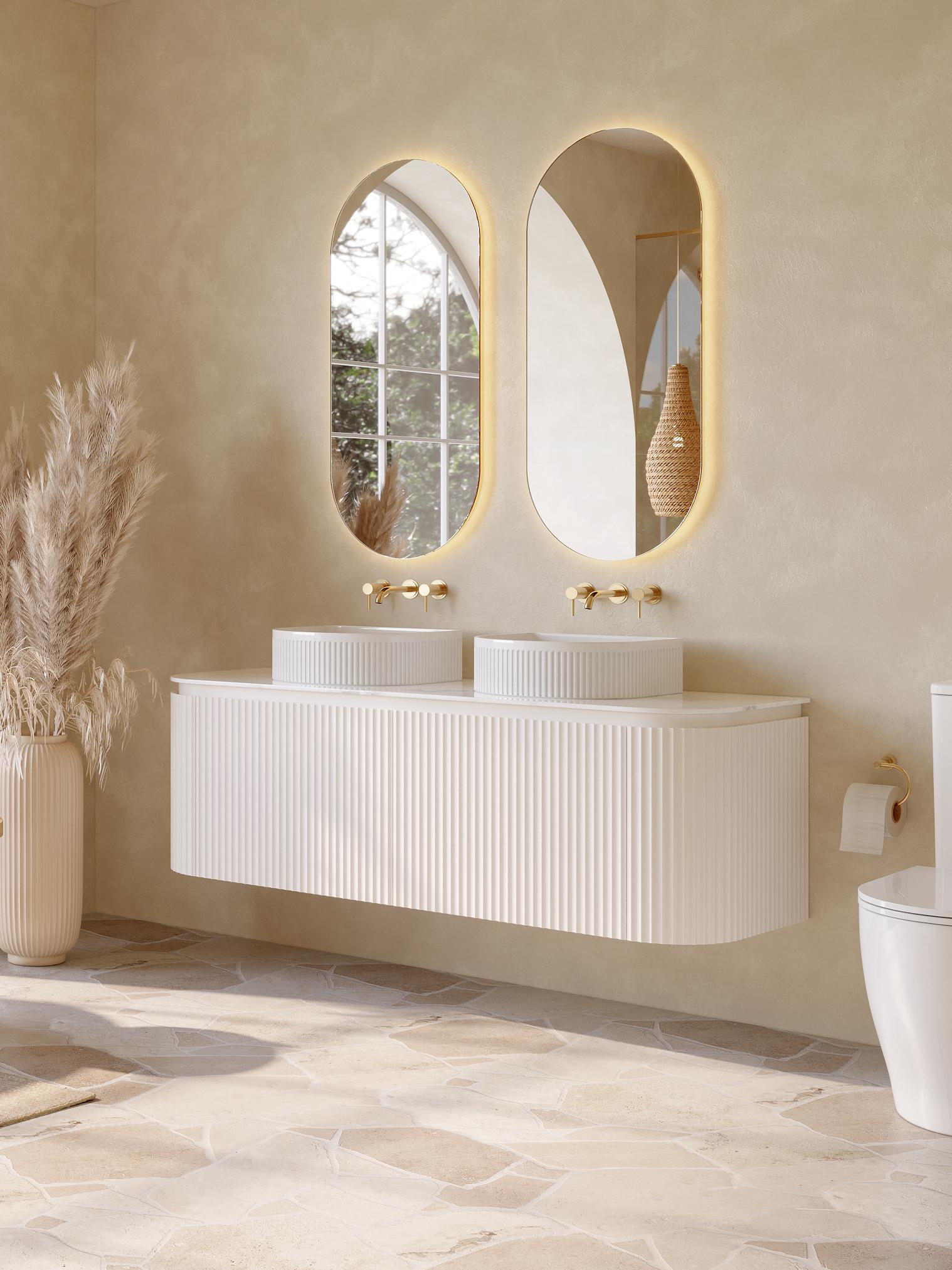 VITO NOOSA Fluted Curved Vanity with Side Drawers 1200/1500/1800mm