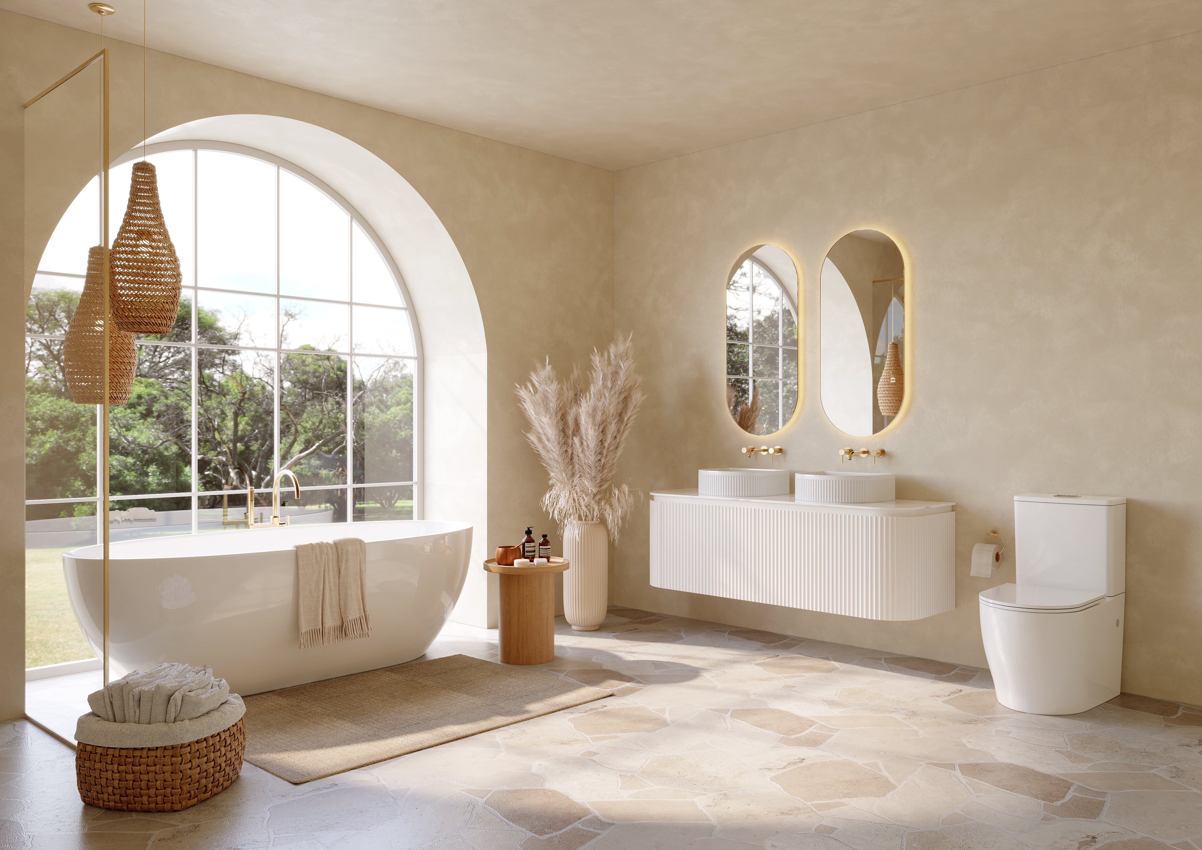 VITO NOOSA Fluted Curved Vanity with Side Drawers 1200/1500/1800mm