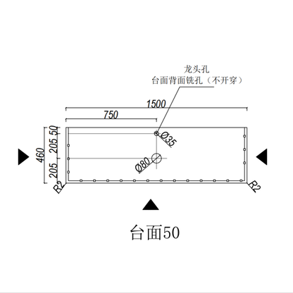 Silica-Free Artificial Quartz Top - Standard 600-1500mm