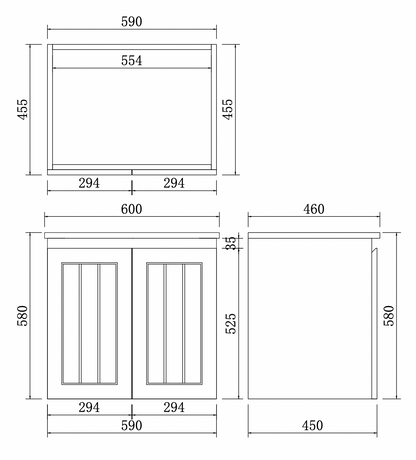 CETO Acacia Vanity SLIM Wall Hung Cabinet 590/730/890 AC63W/AC73RW/AC93LW/AC93RW- MB/-MW