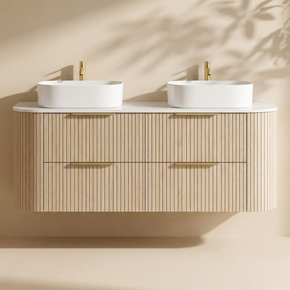 Artis Wall-Mounted PVC fluted Curved Cabinet with Soft-Close Drawers 1200-1500mm