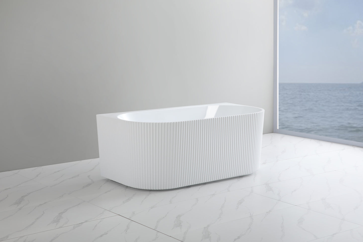 1500mm X750 X 580mm Oval Acrylic Bathtub Freestanding Bari BGV-1500