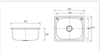Stainless Drop in Laundry Tub 390-610mm DIL390 /DIL455 /DIL600