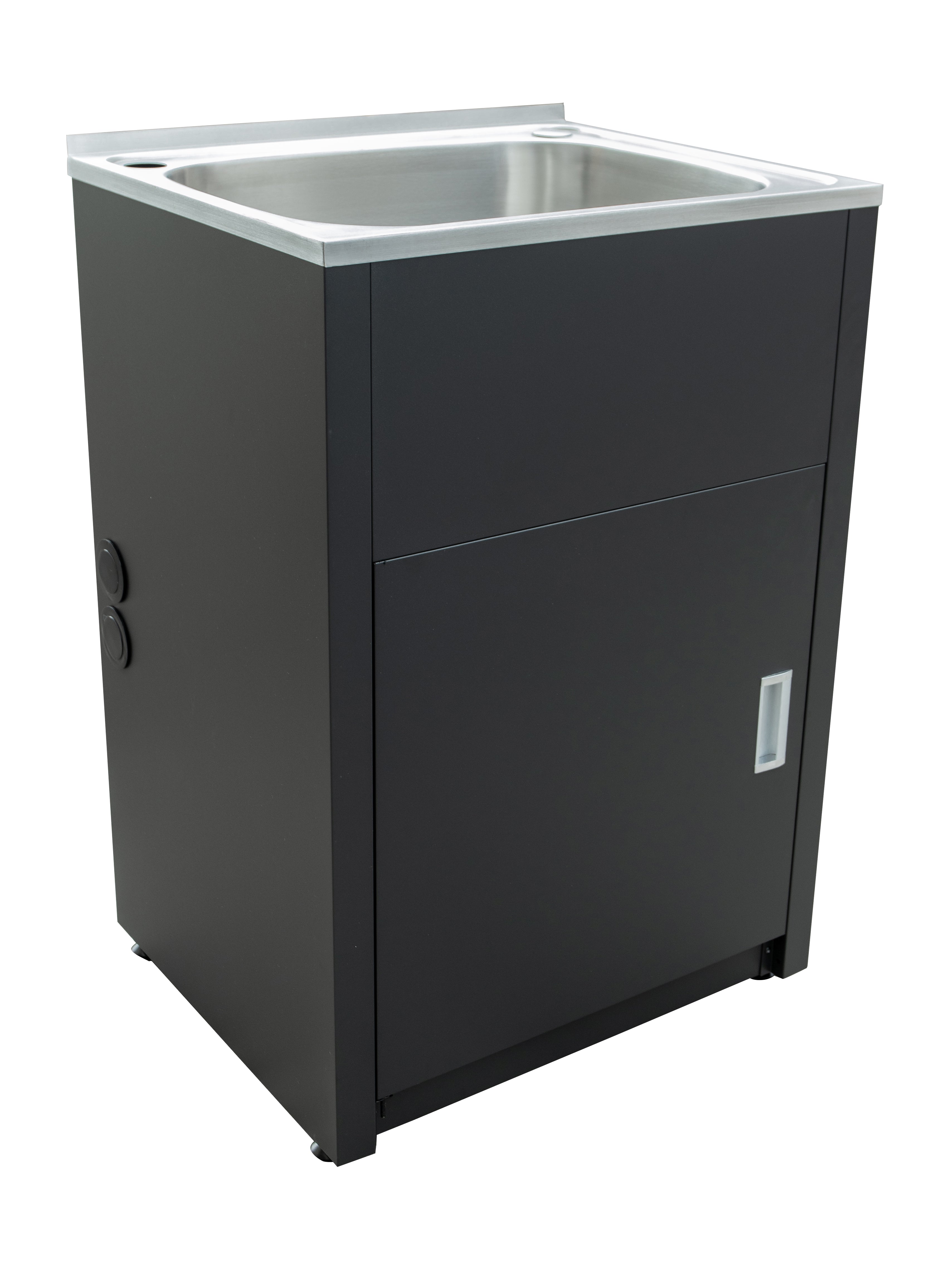 Stainless Steel Laundry Tub with PVC Matte Black Cabinet 455/600mm SLT455 /SLT600-B